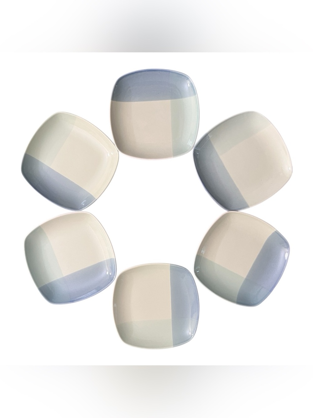 222 Fifth Color Blocks Blue/Green Stoneware Plate